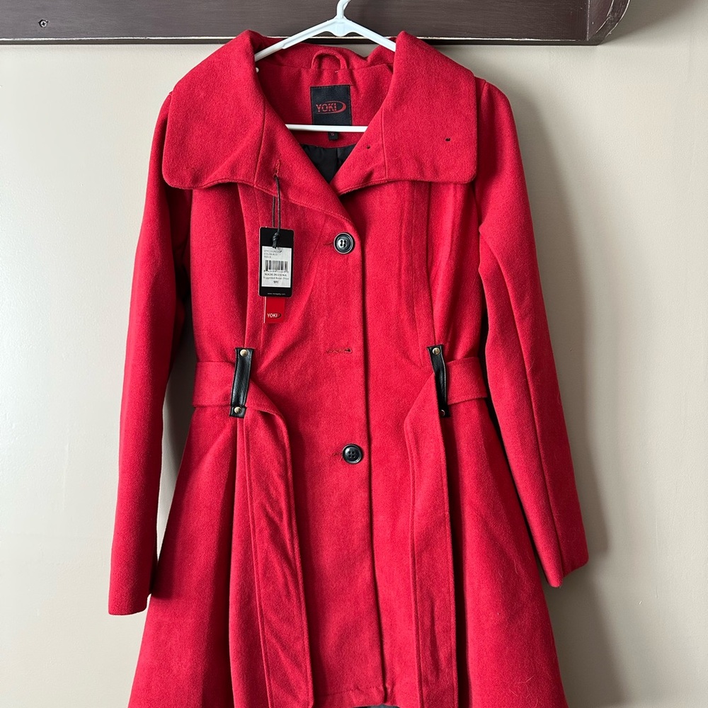 Yoki Women's Vibrant Red Trench Coat